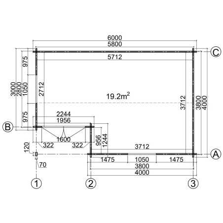 Caseta de jardin  ALPINA  6x4 , 24 m2 - 44mm