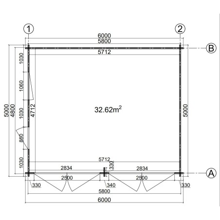 GARAJE DE MADERA DUO 6X5 , 44 mm 