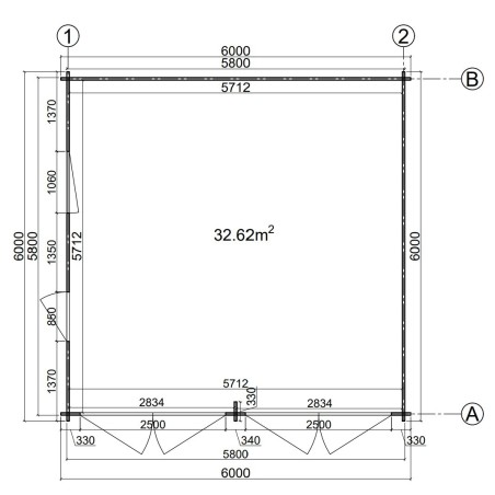 GARAJE DE MADERA DUO 6X6  , 44 mm 