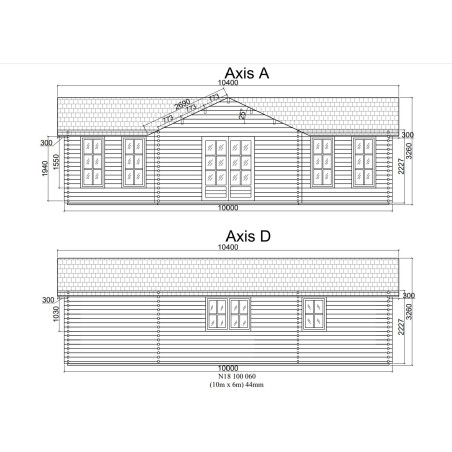 Casa de madera en doble pared "FLORIDA TWINSKIN" - 44-50-44 mm