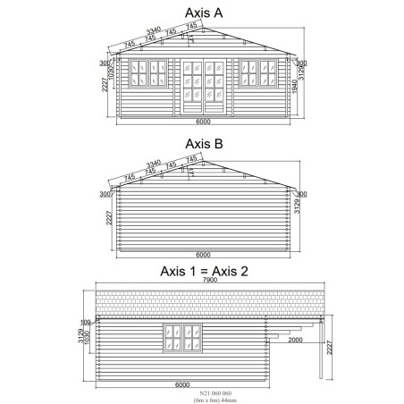 Casa de jardin  "TOPO  6X8 , 48 m2  " 
