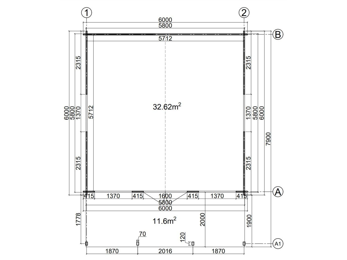 Casa de jardin  "TOPO  6X8 , 48 m2  " 