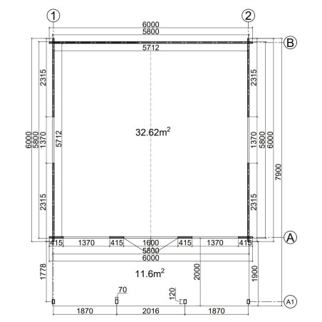 Casa de jardin  "TOPO  6X8 , 48 m2  " 