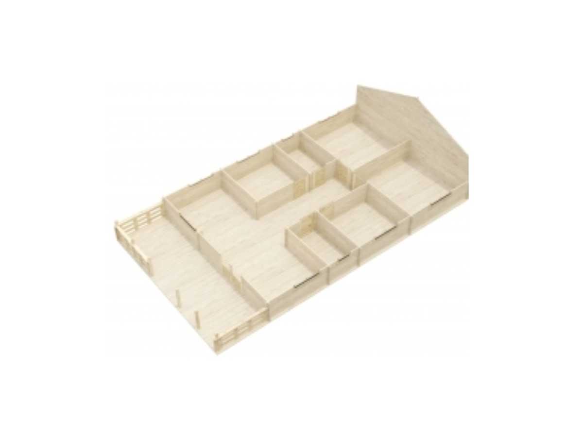 Casa de madera en doble pared   "AINSA  TWINSKIN 96 m2 + 20 m2 terraza " - 44 mm