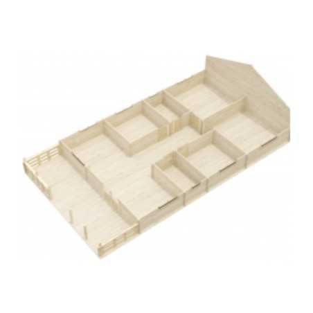 Casa de madera en doble pared "AINSA TWINSKIN 96 m2 + 20 m2 terraza " - 44 mm