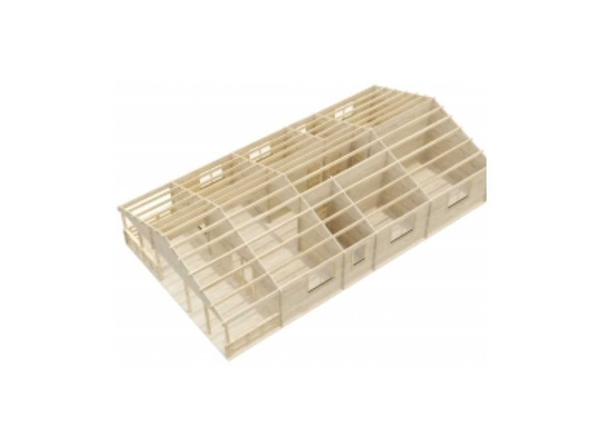Casa de madera en doble pared "AINSA TWINSKIN 96 m2 + 20 m2 terraza " - 44 mm