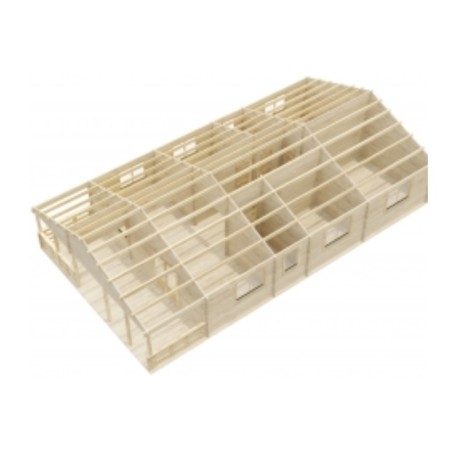 Casa de madera en doble pared "AINSA TWINSKIN 96 m2 + 20 m2 terraza " - 44 mm