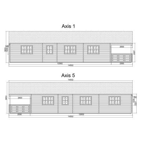 Casa de madera en doble pared "AINSA TWINSKIN 96 m2 + 20 m2 terraza " - 44 mm