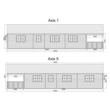 Casa de madera en doble pared "AINSA TWINSKIN 96 m2 + 20 m2 terraza " - 44 mm