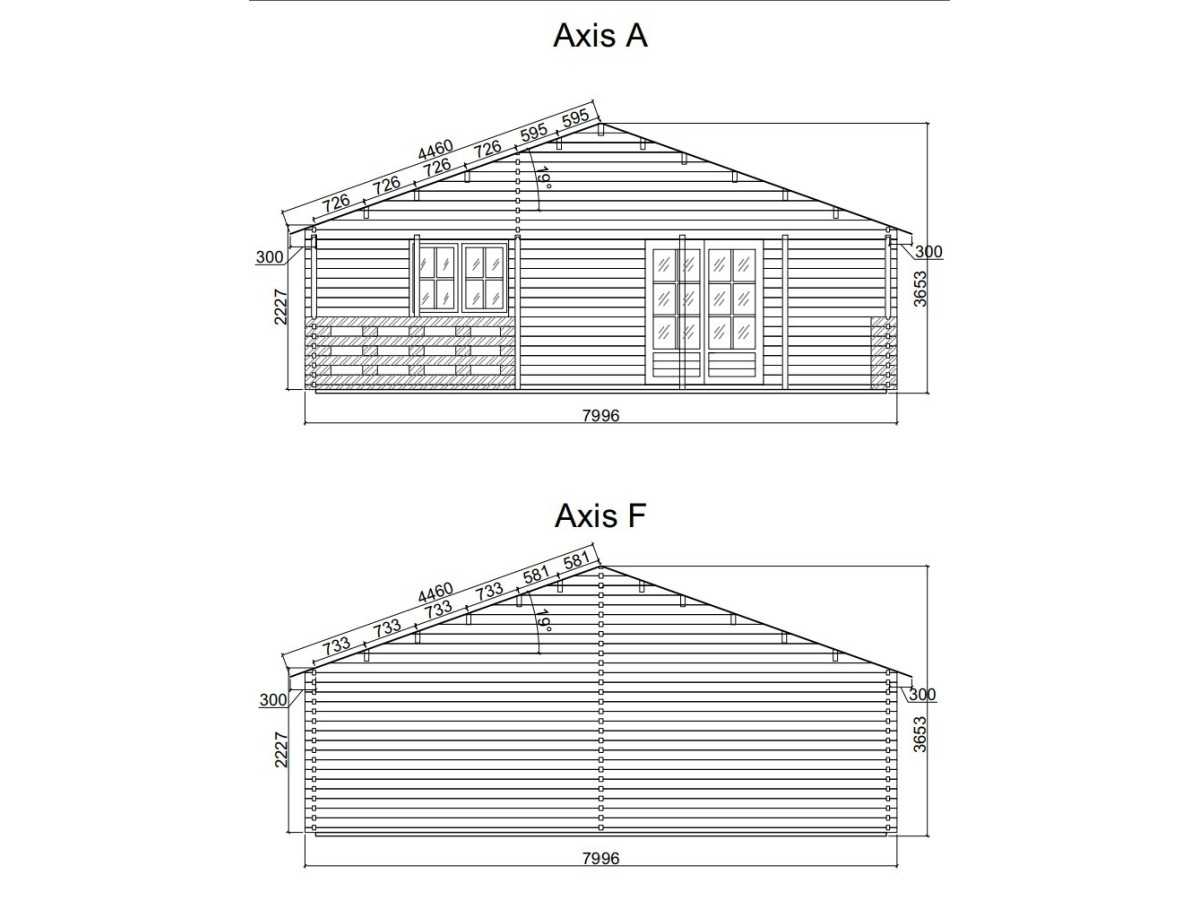 Casa de madera en doble pared "AINSA TWINSKIN 96 m2 + 20 m2 terraza " - 44 mm