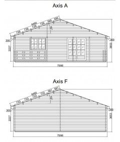 Casa de madera en doble pared   "AINSA  TWINSKIN 96 m2 + 20 m2 terraza " - 44 mm