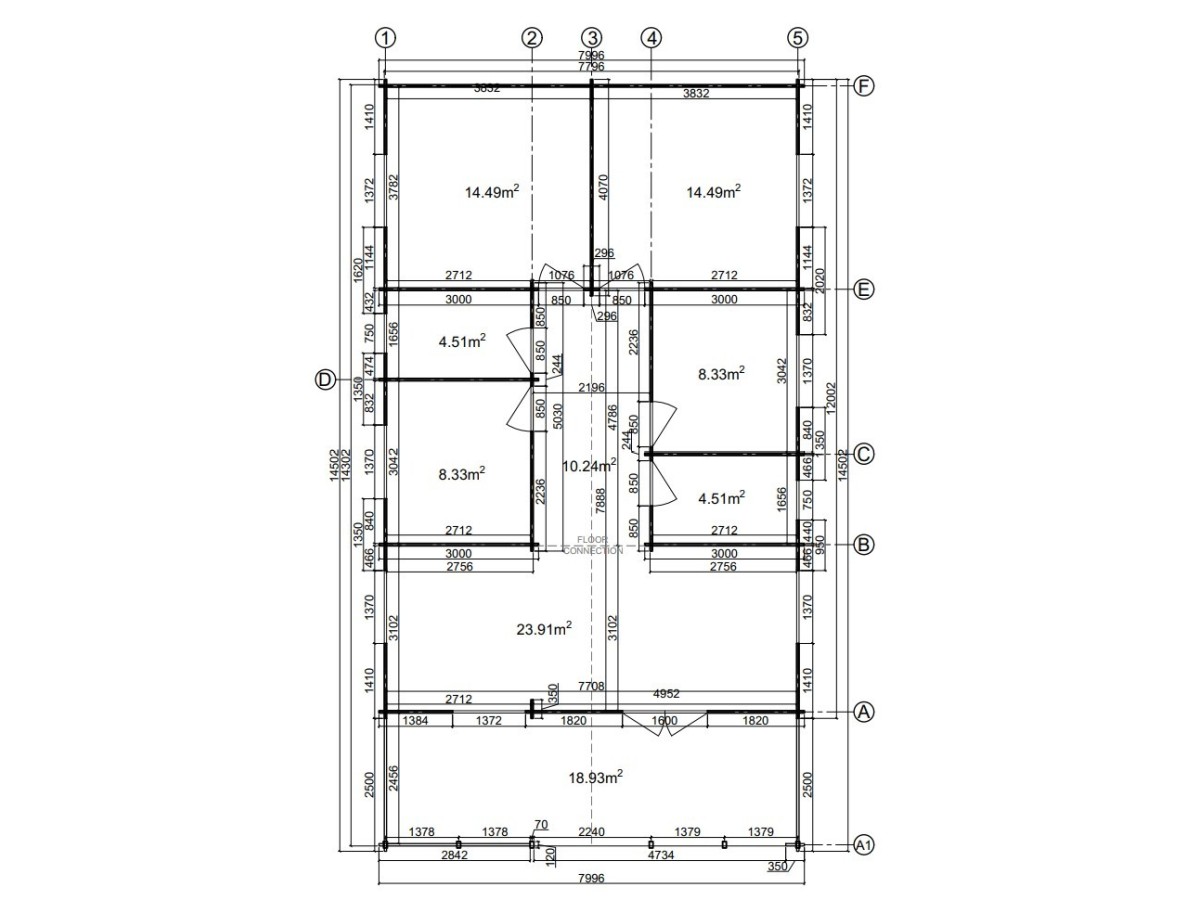 Casa de madera en doble pared   "AINSA  TWINSKIN 96 m2 + 20 m2 terraza " - 44 mm
