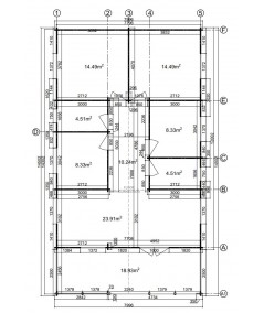 Casa de madera en doble pared   "AINSA  TWINSKIN 96 m2 + 20 m2 terraza " - 44 mm