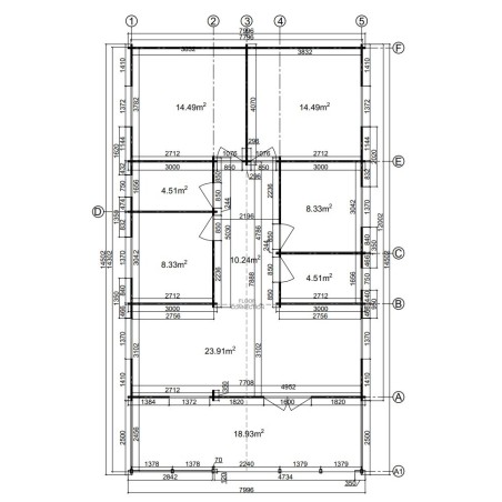 Casa de madera en doble pared   "AINSA  TWINSKIN 96 m2 + 20 m2 terraza " - 44 mm