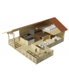 CASA DE MADERA EN DOBLE PARES ASTI TWINSKIN DE DOS PLANTAS , 44-50-44 mm 