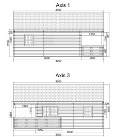 CASA DE MADERA EN DOBLE PARES ASTI TWINSKIN DE DOS PLANTAS , 44-50-44 mm 