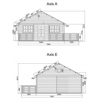 CASA DE MADERA EN DOBLE PARES ASTI TWINSKIN DE DOS PLANTAS , 44-50-44 mm 