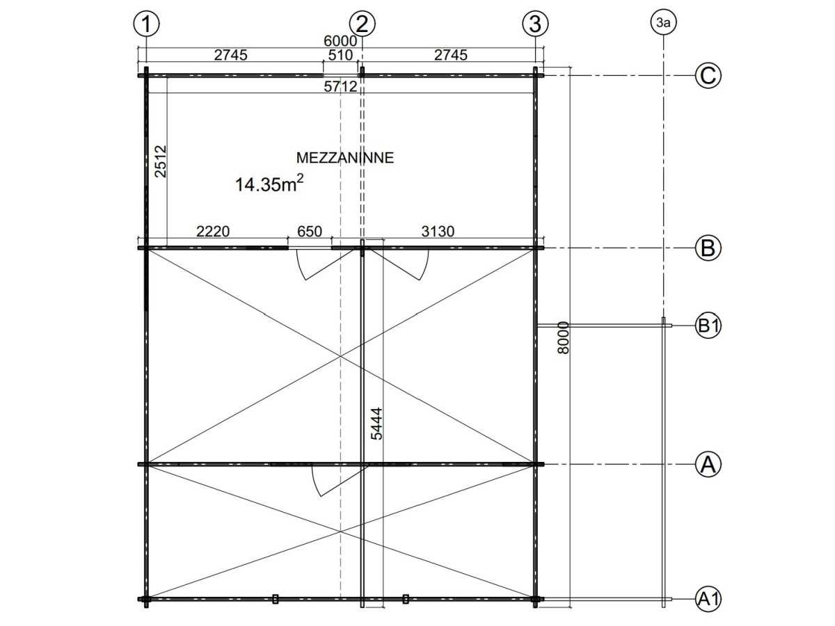 CASA DE MADERA EN DOBLE PARES ASTI TWINSKIN DE DOS PLANTAS , 44-50-44 mm 