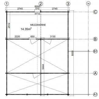 CASA DE MADERA EN DOBLE PARES ASTI TWINSKIN DE DOS PLANTAS , 44-50-44 mm 