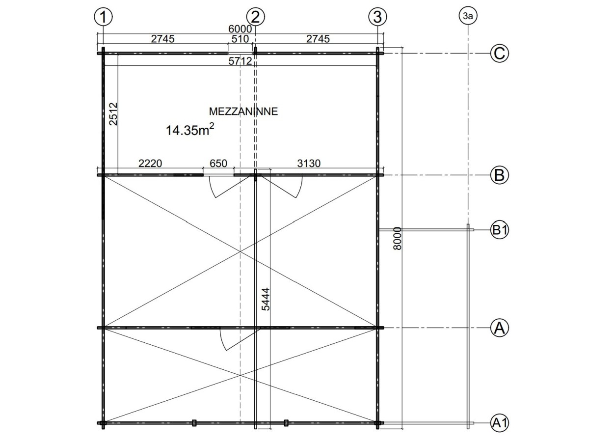 CASA DE MADERA EN DOBLE PARES ASTI TWINSKIN DE DOS PLANTAS , 44-50-44 mm 