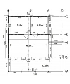 CASA DE MADERA EN DOBLE PARES ASTI TWINSKIN DE DOS PLANTAS , 44-50-44 mm 