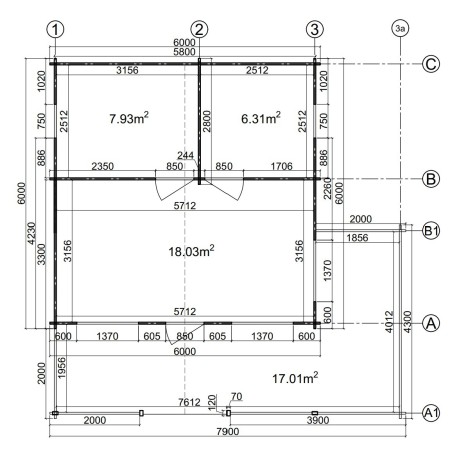 CASA DE MADERA EN DOBLE PARES ASTI TWINSKIN DE DOS PLANTAS , 44-50-44 mm 