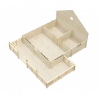 CASA DE MADERA EN DOBLE PARES ASTI TWINSKIN DE DOS PLANTAS , 44-50-44 mm 