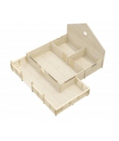 CASA DE MADERA EN DOBLE PARES ASTI TWINSKIN DE DOS PLANTAS , 44-50-44 mm 