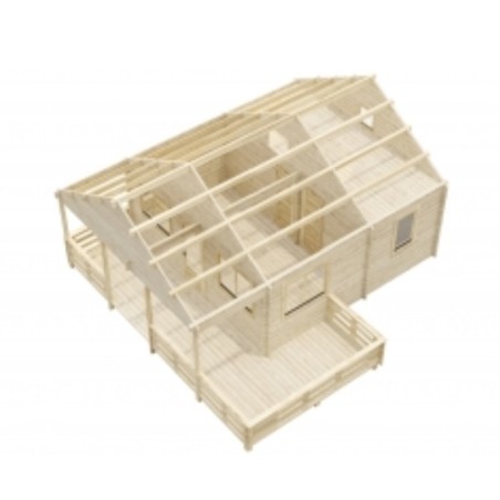 CASA DE MADERA EN DOBLE PARES ASTI TWINSKIN DE DOS PLANTAS , 44-50-44 mm 