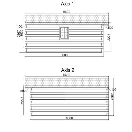Caseta de jardín MONICA 5x6 , 30 m2 , 44 mm