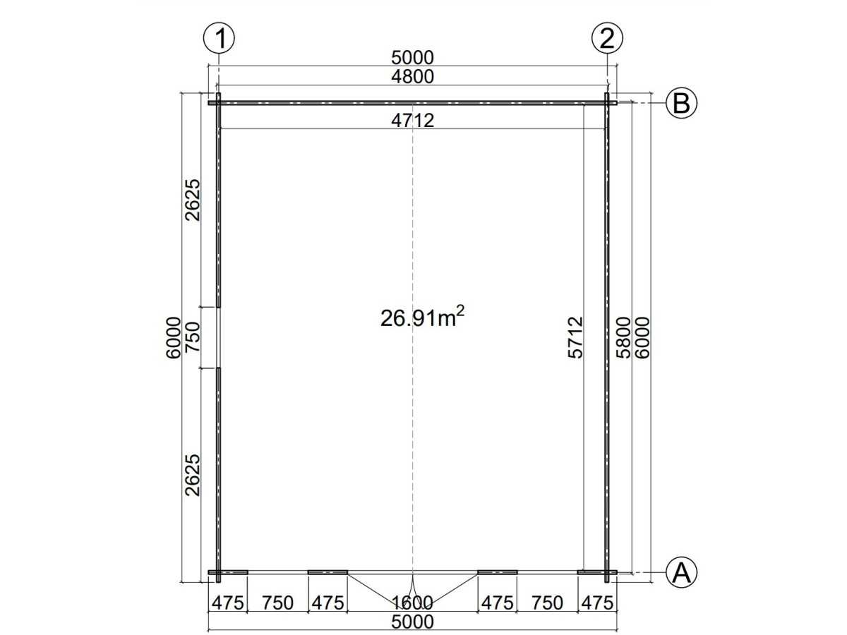 Caseta de jardín MONICA 5x6 , 30 m2 , 44 mm