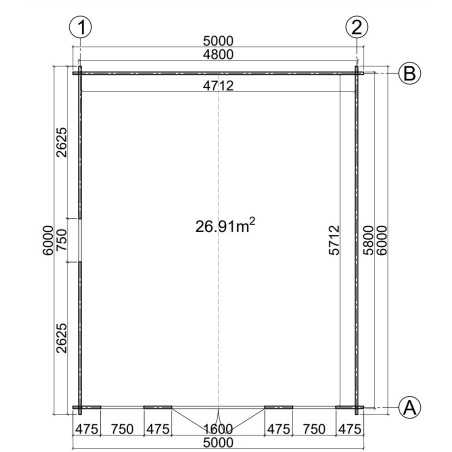 Caseta de jardín MONICA 5x6 , 30 m2 , 44 mm