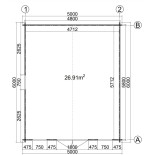 Caseta de jardín MONICA 5x6 , 30 m2 , 44 mm