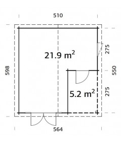 Caseta de madera  " IRENE 21,9 + 5,2 m2"