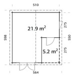 Caseta de madera " IRENE 21,9 + 5,2 m2"