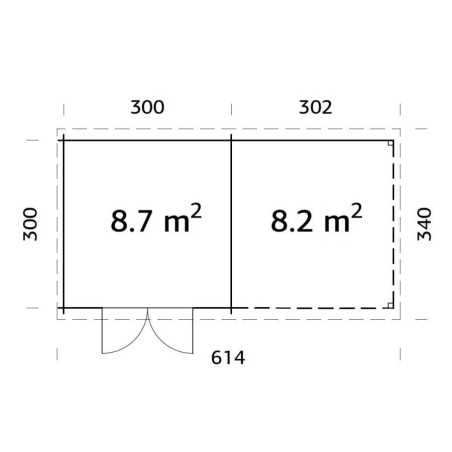 Cabines de jardim / dela 8,7 + 8,2 m2