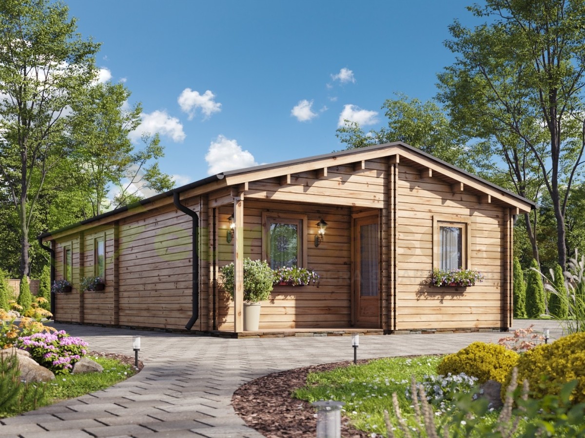 Casa de madera "MALLORCA TWINSKIN, 72 m2" - 44-50-44mm