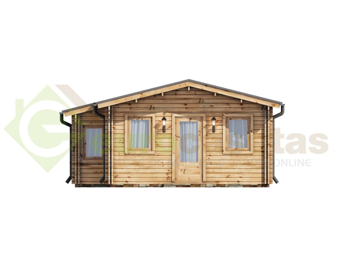 Casa de madera  "DANI  6X8 , 48 m2" en doble pared- 44-50-44 mm