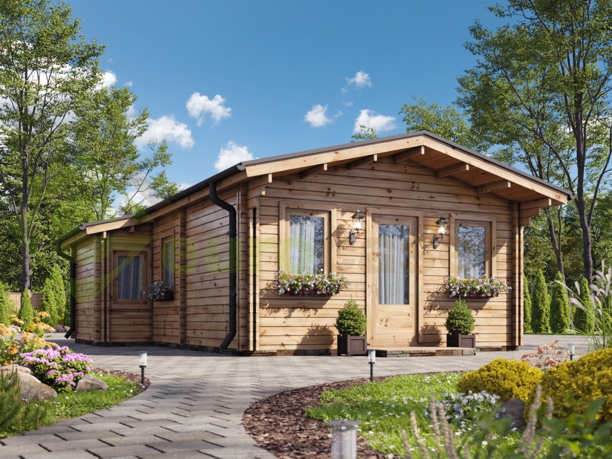 Casa de madera  "DANI  6X8 , 48 m2" en doble pared- 44-50-44 mm