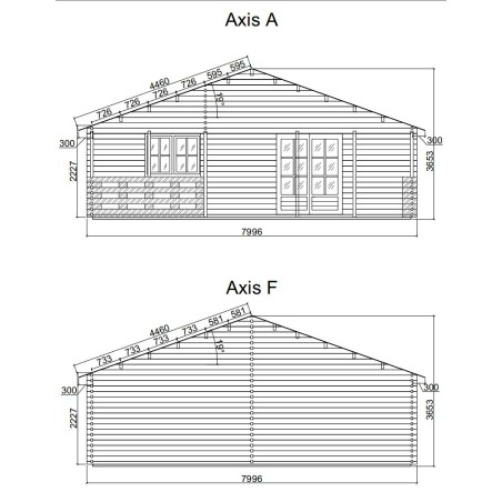 Casa de madera  "AINSA , 96 m2 + 20 m2 terraza " - 44 mm
