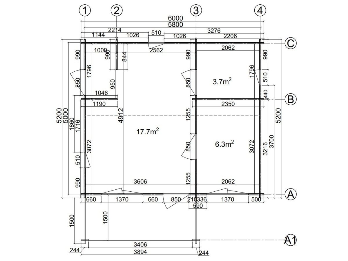 CASA DE MADERA  HAKAN NORDIC  36 m2 , 70 mm