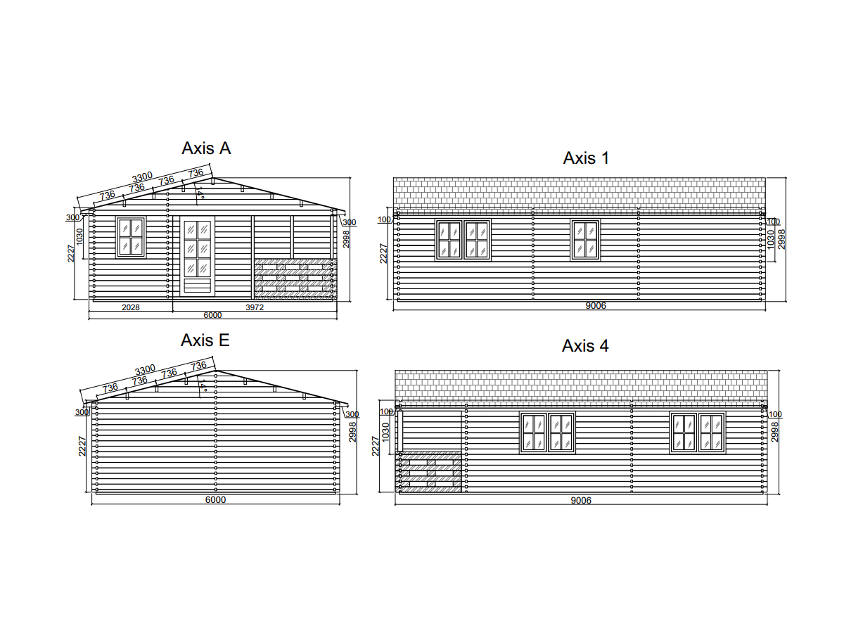 Maisons en bois à double mur / Almeria Twinskin - 44-50-44 mm