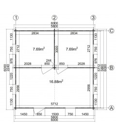 Casa de madera  "BERTA 6x6 , 36 m2  " 