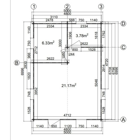 Casa de madera  "JULIA 5x7 , 35 m2  " 