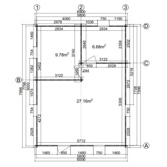 Casa de madera  "JULIA 6x8 , 48 m2  " 