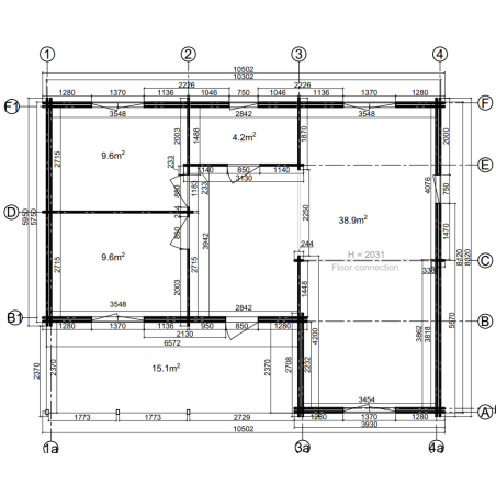 Casas de madeira em parede dupla / Jennifer Twinskin - 44 -50-44 mm
