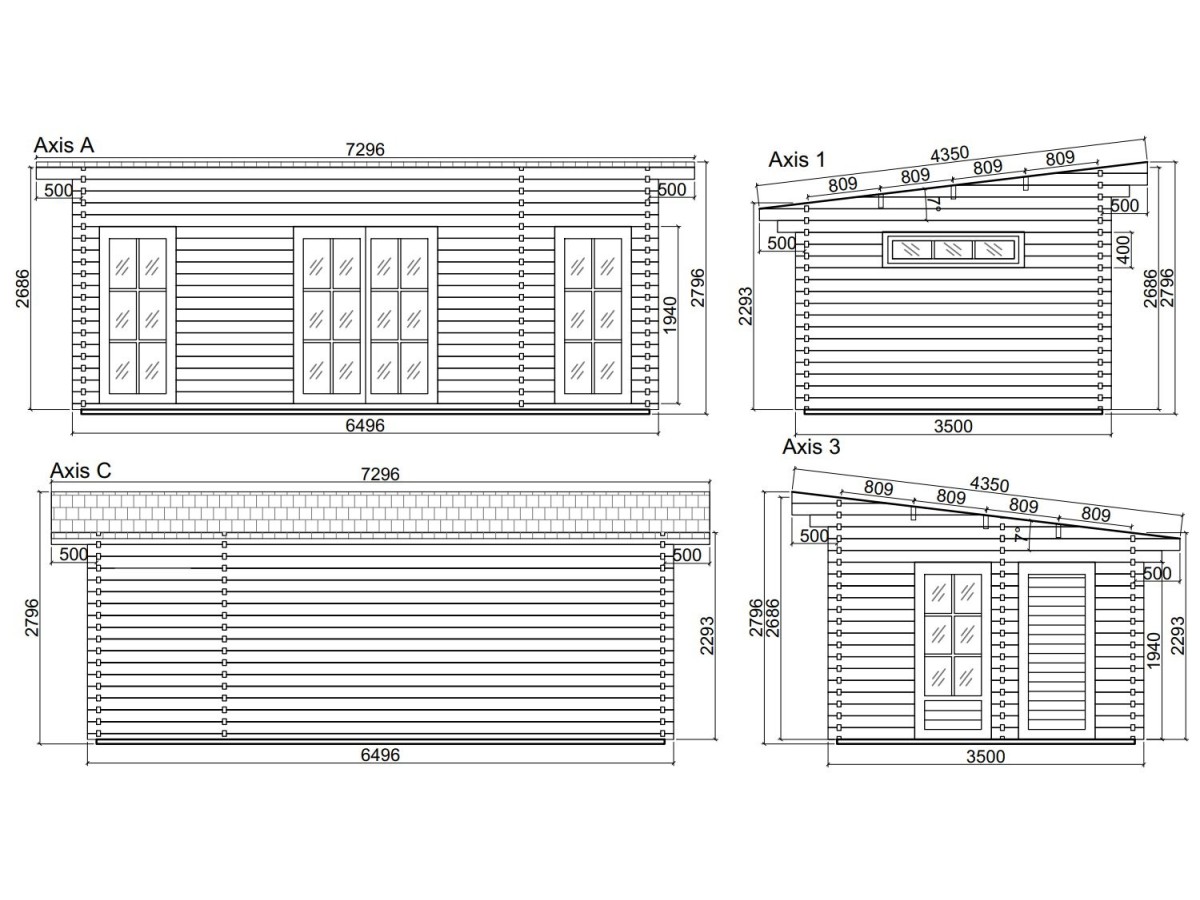 Granada wooden house 22m², 44mm