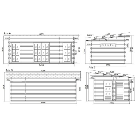 Casa de madeira Granada 22m², 44mm