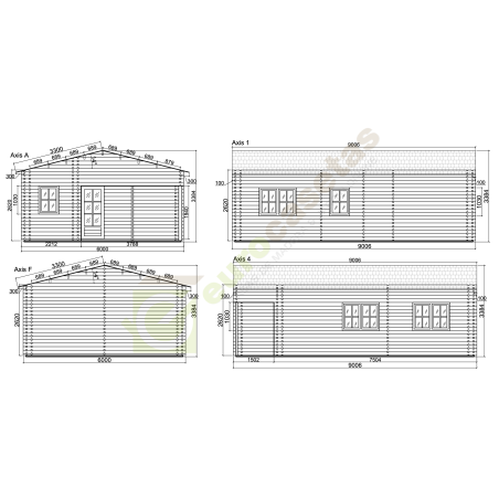 Wooden houses in double wall / almeria cte- 44-140-44 mm