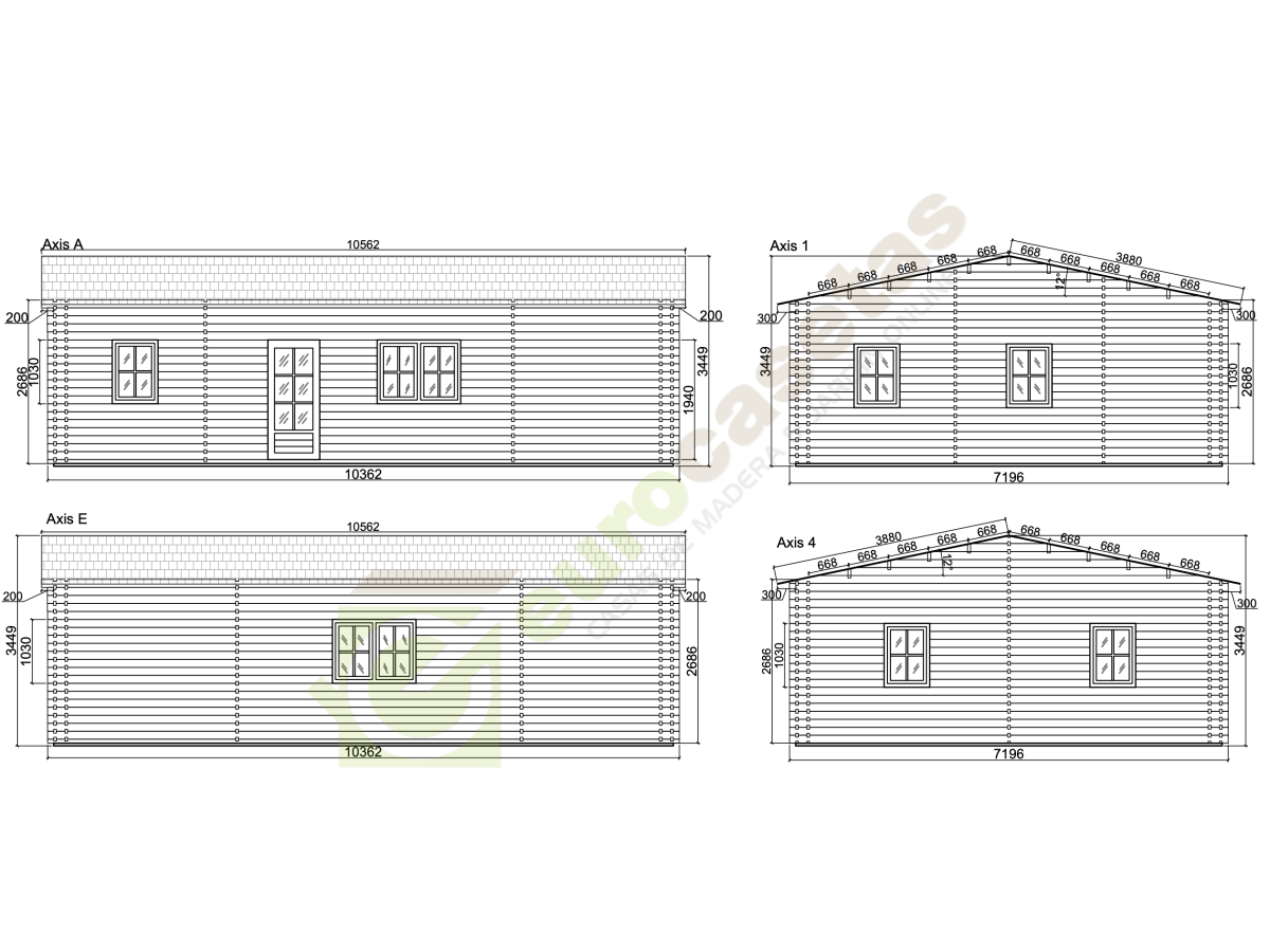 Casa de madera "RADO CTE 74  m2" - 44-140-44 mm